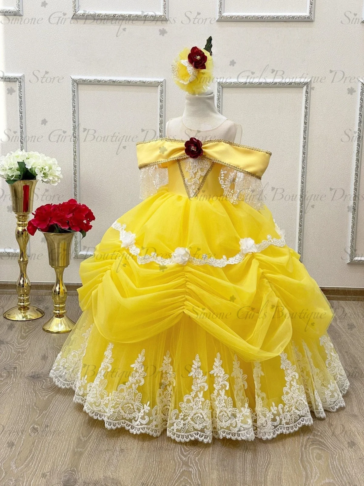 Customized Colors Flower Girl Dress Elegant Grey Printing for Wedding Ball Party Girls Pageant Princess Kids Birthday Gowns