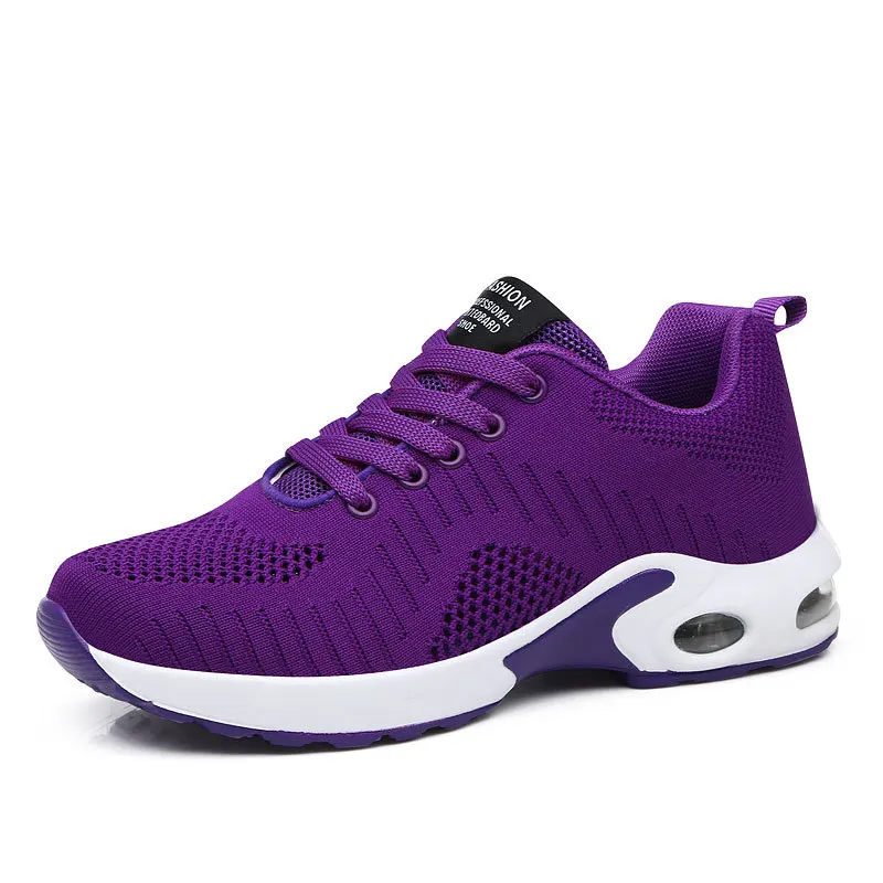 Zapatillas de deporte con amortiguación para Mujer, zapatos informales, deportivos profesionales, transpirables, color morado, para caminar, 2021,