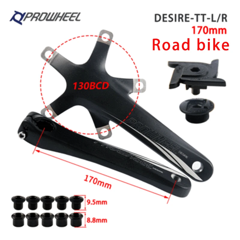 Prowheel 130 BCD Bike Crankset Double Speed Road Bike Crankset 39T 53T Road Bicycle Chainring 170mm 130BCD Crank Cycling Part