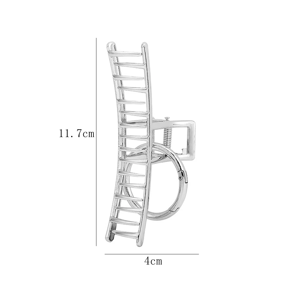 Silver Metal Large Hair Claw Clip Hollow Ladder Design for Thick Hair Back Head Updo Women Fashion Hair Accessory - view 6
