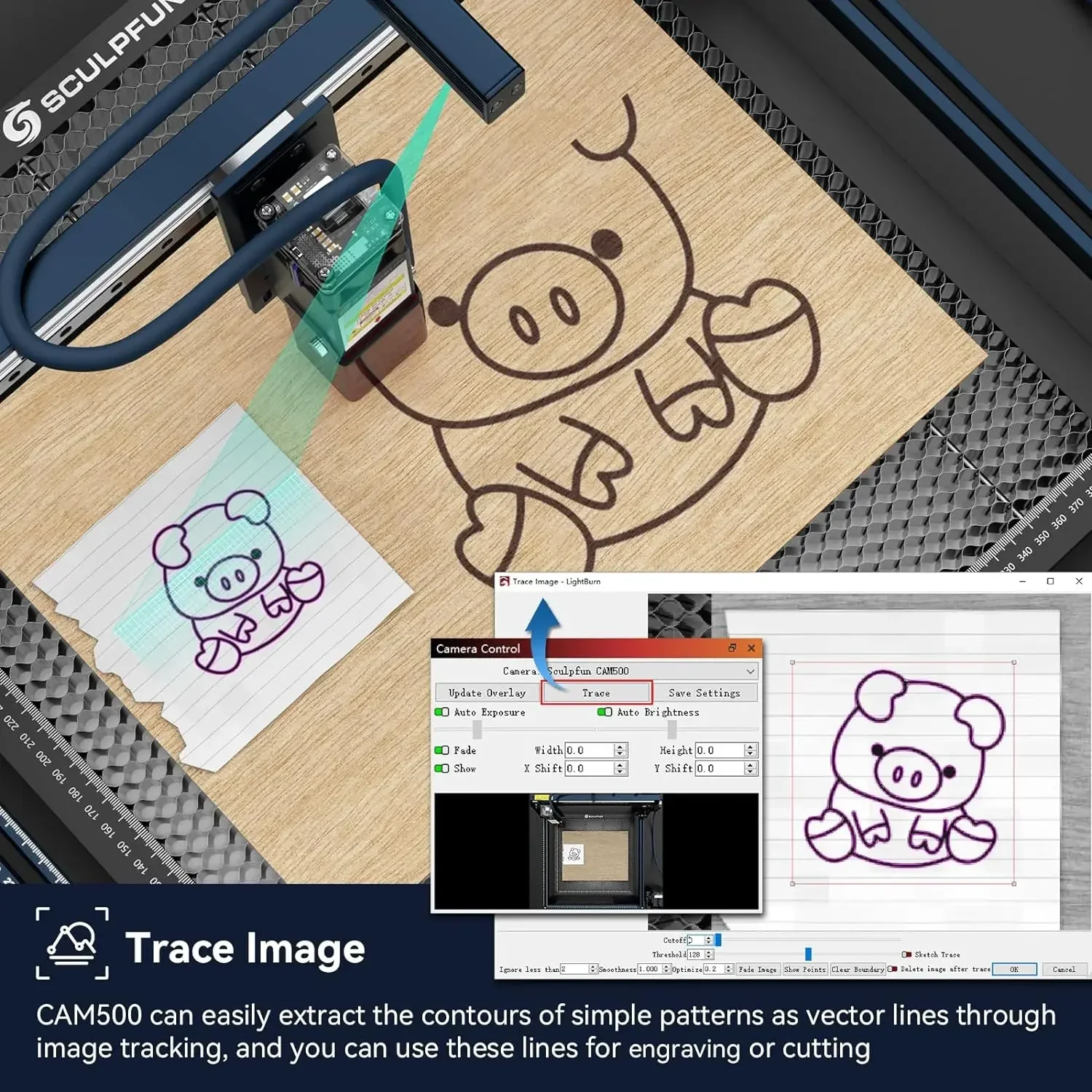 SCULPFUN Laser Engraver Camera Precise Positioning Rrecording Batch Engraving Image For S9/S30 CAM500 Lightburn Camera Tracing