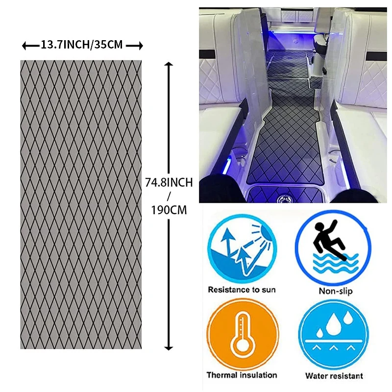 

EVA Foam Faux Teak Boat Deck Mat Decking Sheet Yacht Flooring Anti Skid Mat Self Adhesive Vehicle Pad-A74F