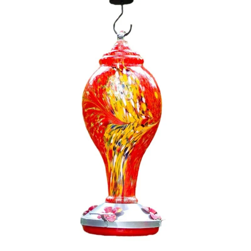 

Anti-ant Hook Outdoor Hanging Stained Glass Flower Round Feeder