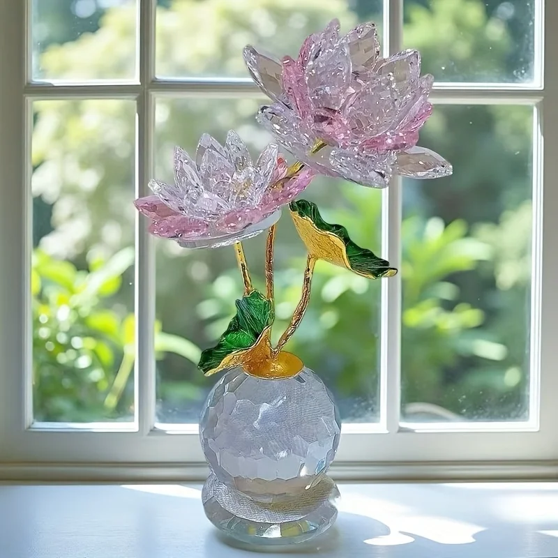 

Sunshine Suncatcher Crystal Lotus Heart - Luxury Light Decor for Living Room Office Desk, Creative Gift