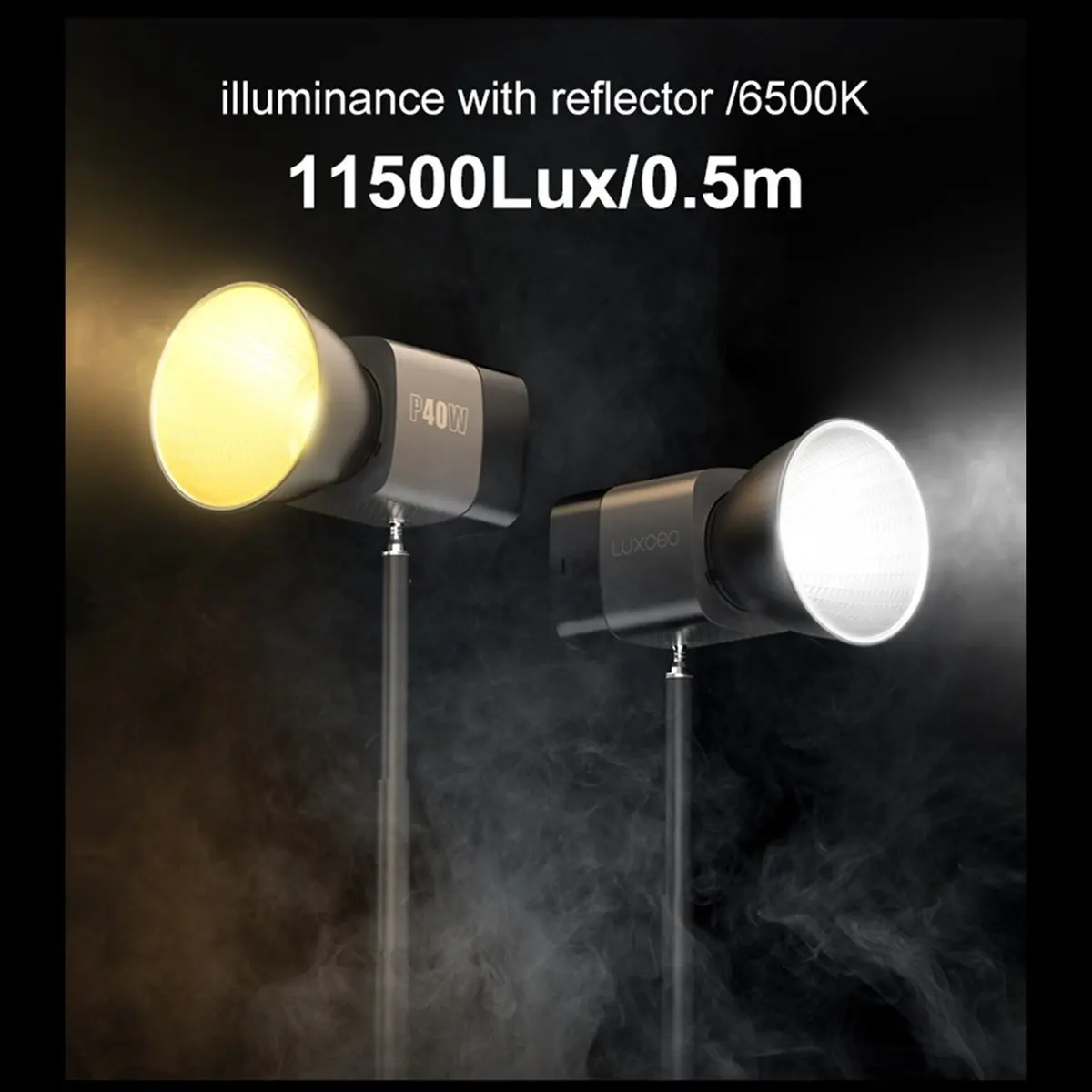 【ABODE】LED Video Light 40W Bi-Color COB Photographic Studio Light 2500K-6500K 5000mAh for Live Streaming Commercial Photography