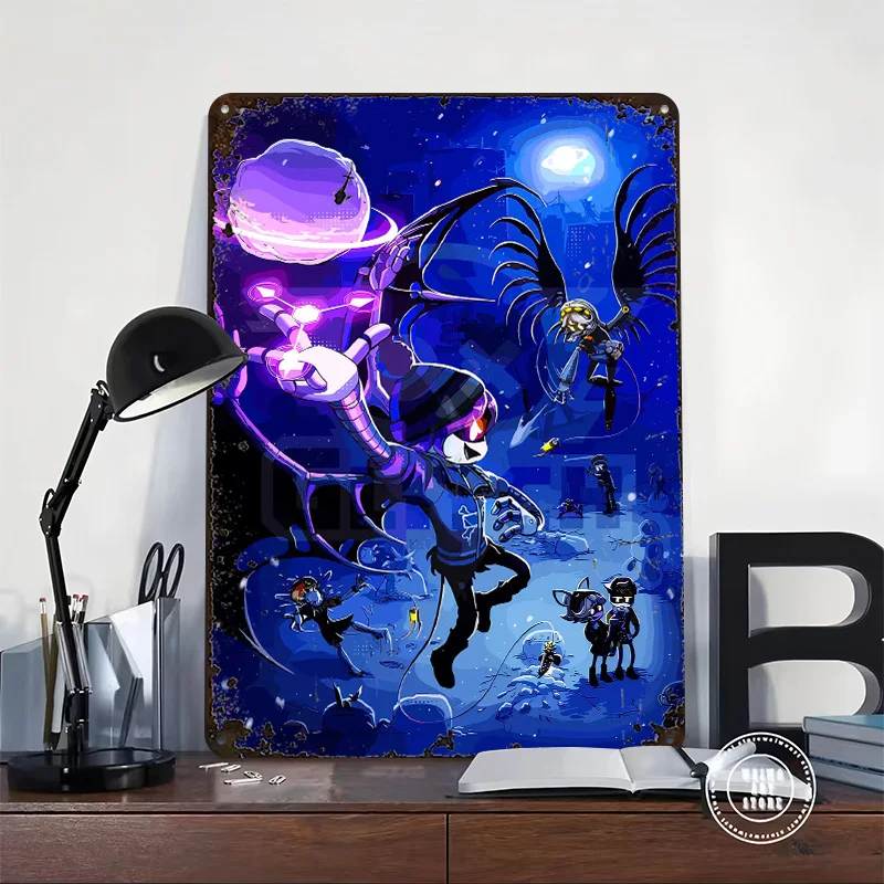 Murder Drones: Winter Battle Tinplate Poster Customized Wall Art Vintage Metal Signs Retro Plates for Home Deco Desk Decor Room