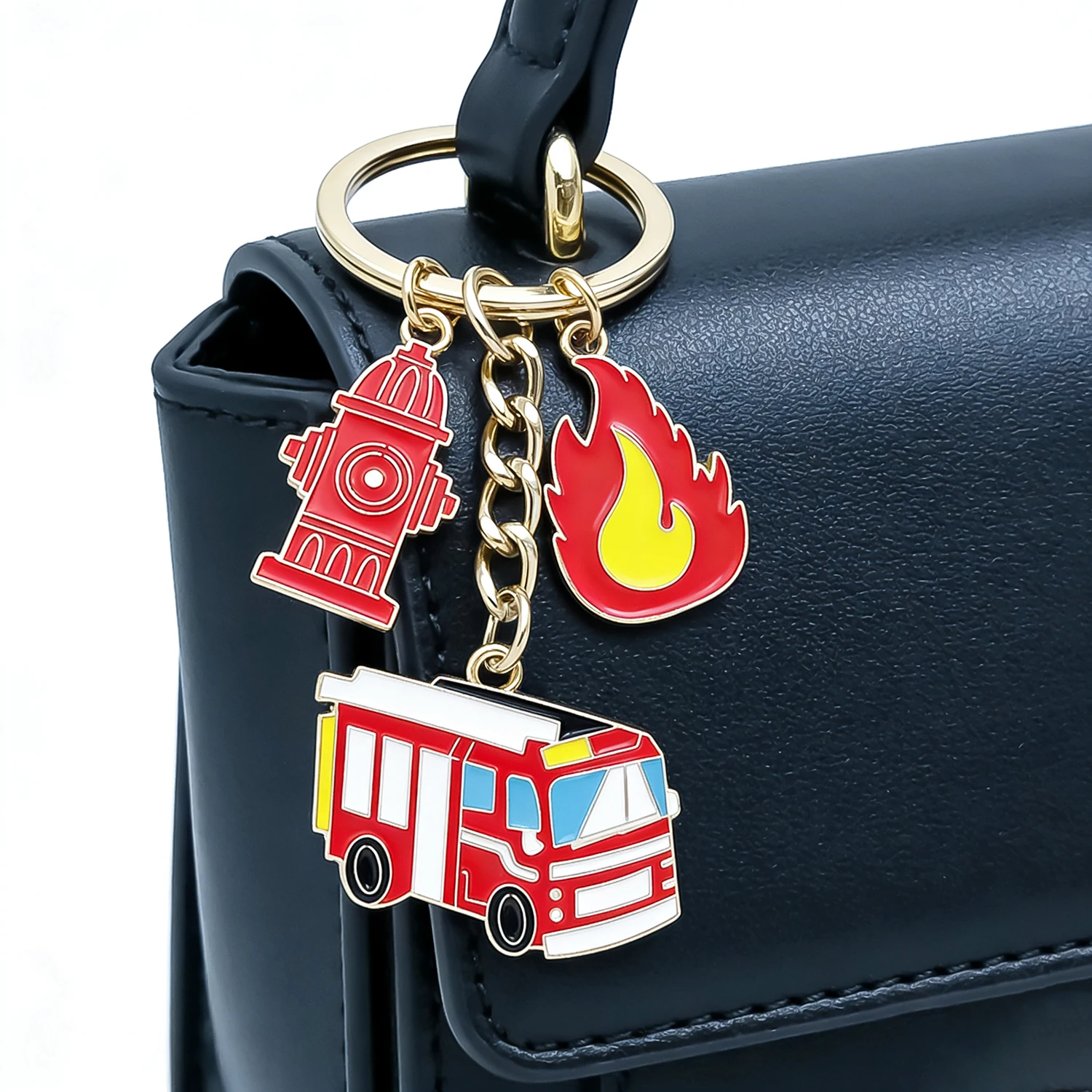 1pc Firefighter Keychain, Enam - Heavy Equipment Key Ring 评论和价格