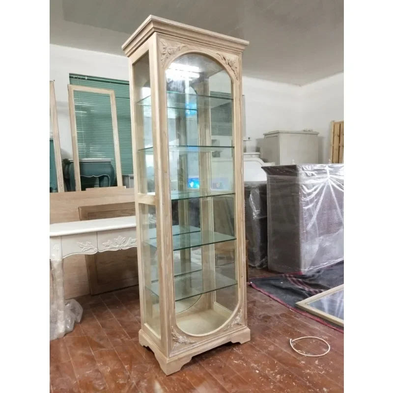 Factory Direct Selling American Style Rural Solid Wood Single Door Vintage Wine Cabinet Porcelain Cabinet