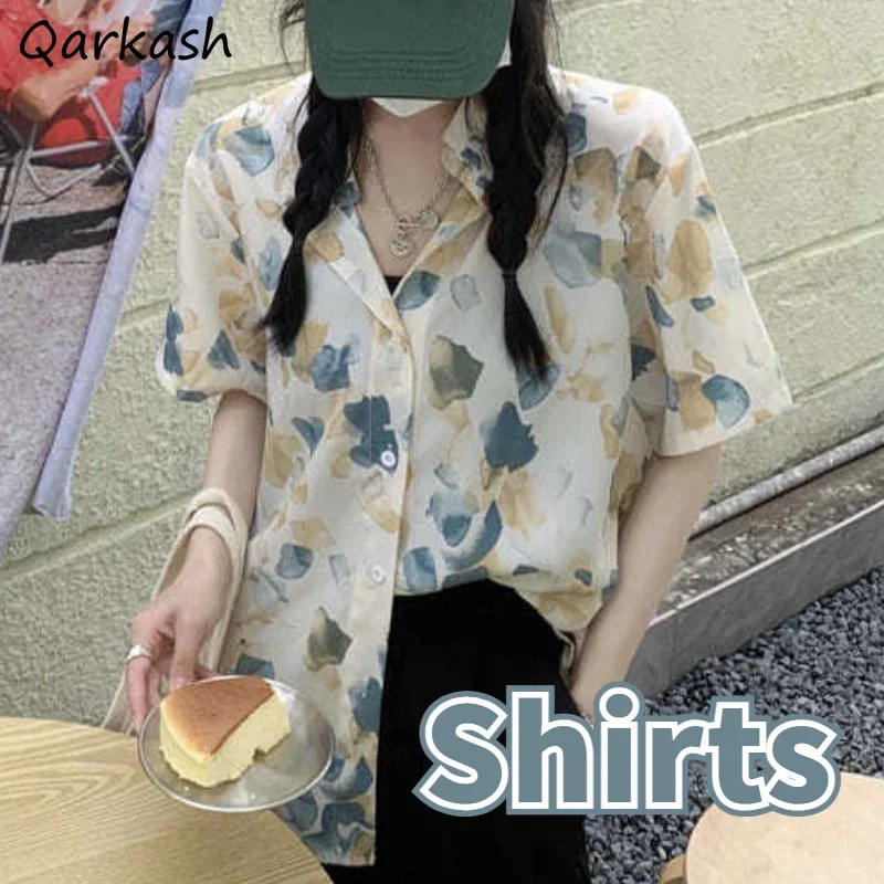 Print Shirts Women Clothing Vacation Casual Summer Streetwear Cool Unisex All-match Thin Minority Design Attractive Ins Popular