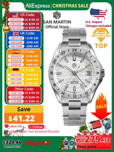 San Martin nuevo 39mm textura del desierto lujo hombres vestido de negocios GMT reloj NH34 mecánico automático impermeable 100m luminoso SN0129