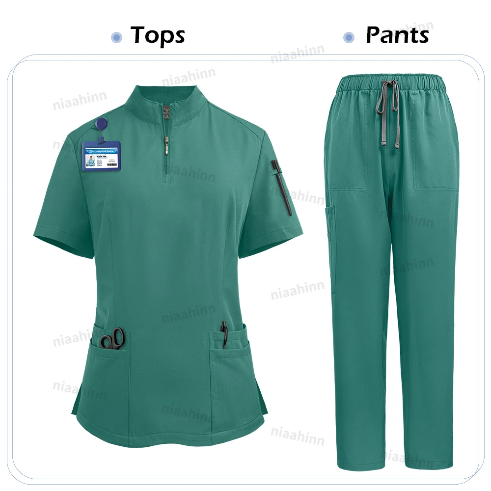 Niaahinn Scrub OP-Uniformen, medizinische Kleidung für Frauen, heißer Verkauf, mehrfarbig, Veterinärmedizin, Haustier, Krankenhaus, Zahnklinik, Arbeitskleidung – Detail 7