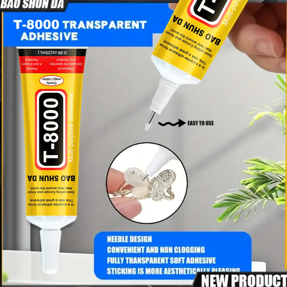 T8000 Precision Clear Glue Jewelry Rhinestones Phone Shoe Repair DIY Adhesive Crystal Clothing Contact Adhesive Electronic Component T-8000 Sealant