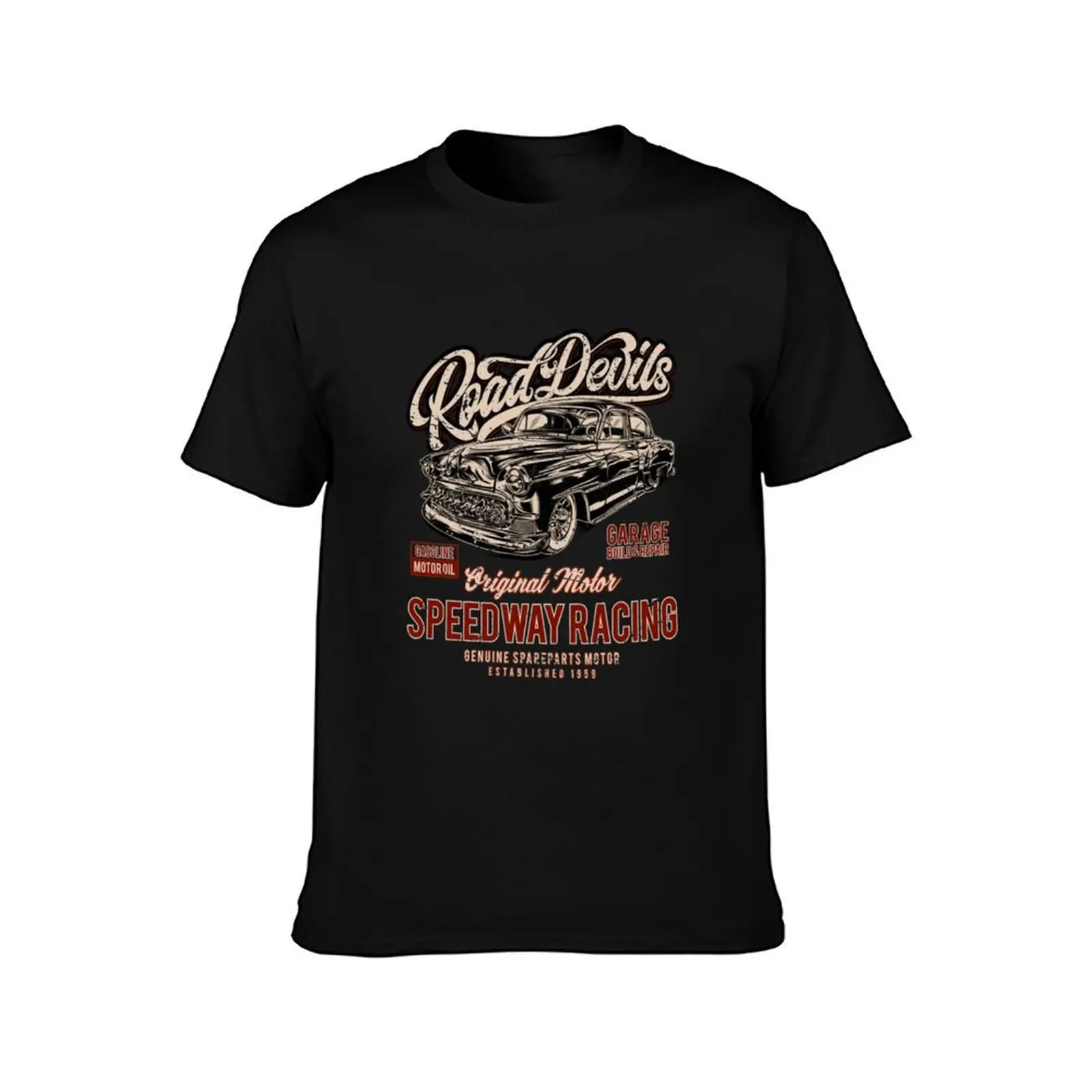 Hot Rod Road Devils Speedway Racing Hot Rod T-Shirt Outdoor Work Short Sleeve Top T-Shirt