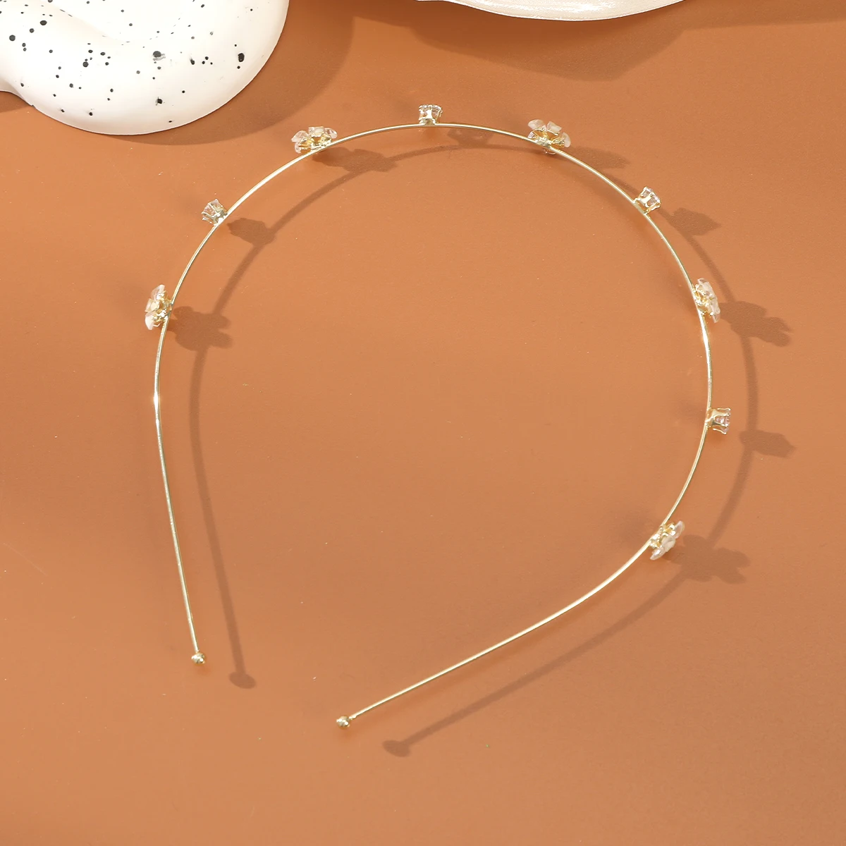 Metal Gold Headband Shiny Rhinestone Flower Hairband Hair Hoop Bezel Women Elegant Hair Bands Hair Accessories