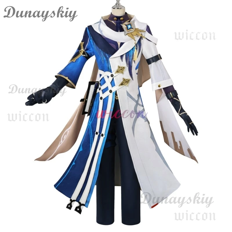 Honkai Star Rail New Skins Sunday Cosplay Costume Wig Uniform Blue White Coat Earrings Shoes Halloween Party Women Men Props