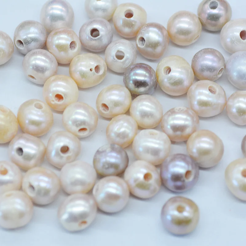 200pcs/lot 9-10mm 2mm Big Hole Purple/Pink PotatoLoose Freshwater Pearl Loose Beads. DIY handmade