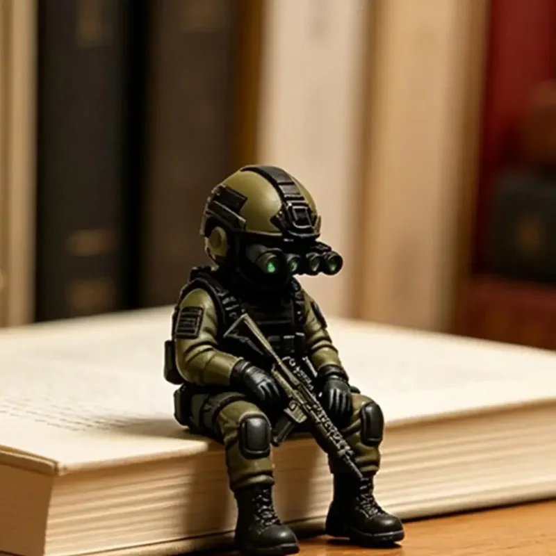 Mini-Soldatenfigur Dekoration Sitzender Scharfschütze Statue Bewaffnete Spezialeinheiten Statue Militär-Soldatenskulptur Sammlermodell – Detail 7