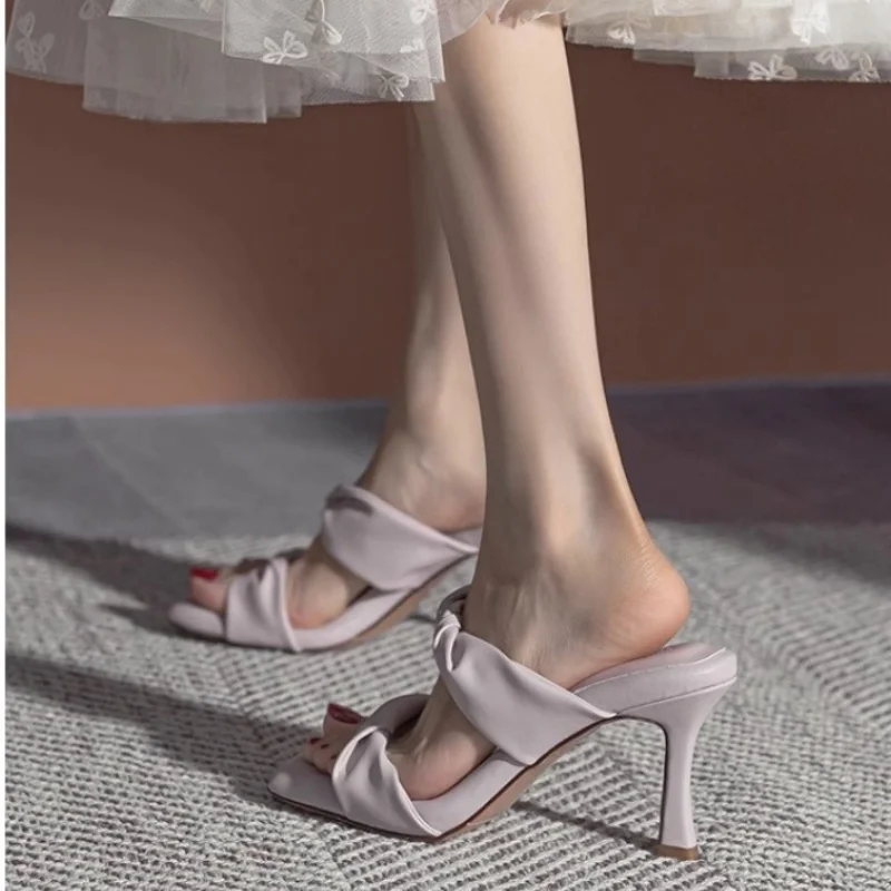 2024  High Heel Sandals Fashionable Elegant Comfortable Square Head Slim Heel Sandals for Women