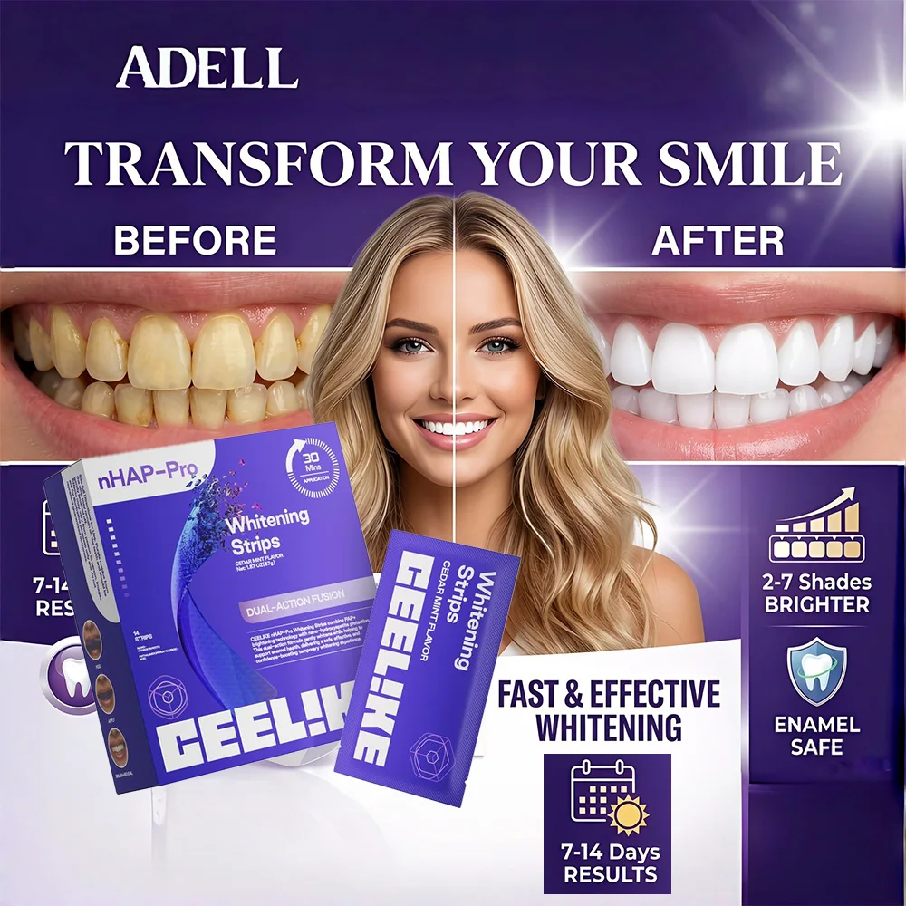 Purple Teeth Whitening Strips 14pcs Enamel Safe 2-7 Shades Brighter 7-14 Days Effective Whitening Strips No Sensitivity