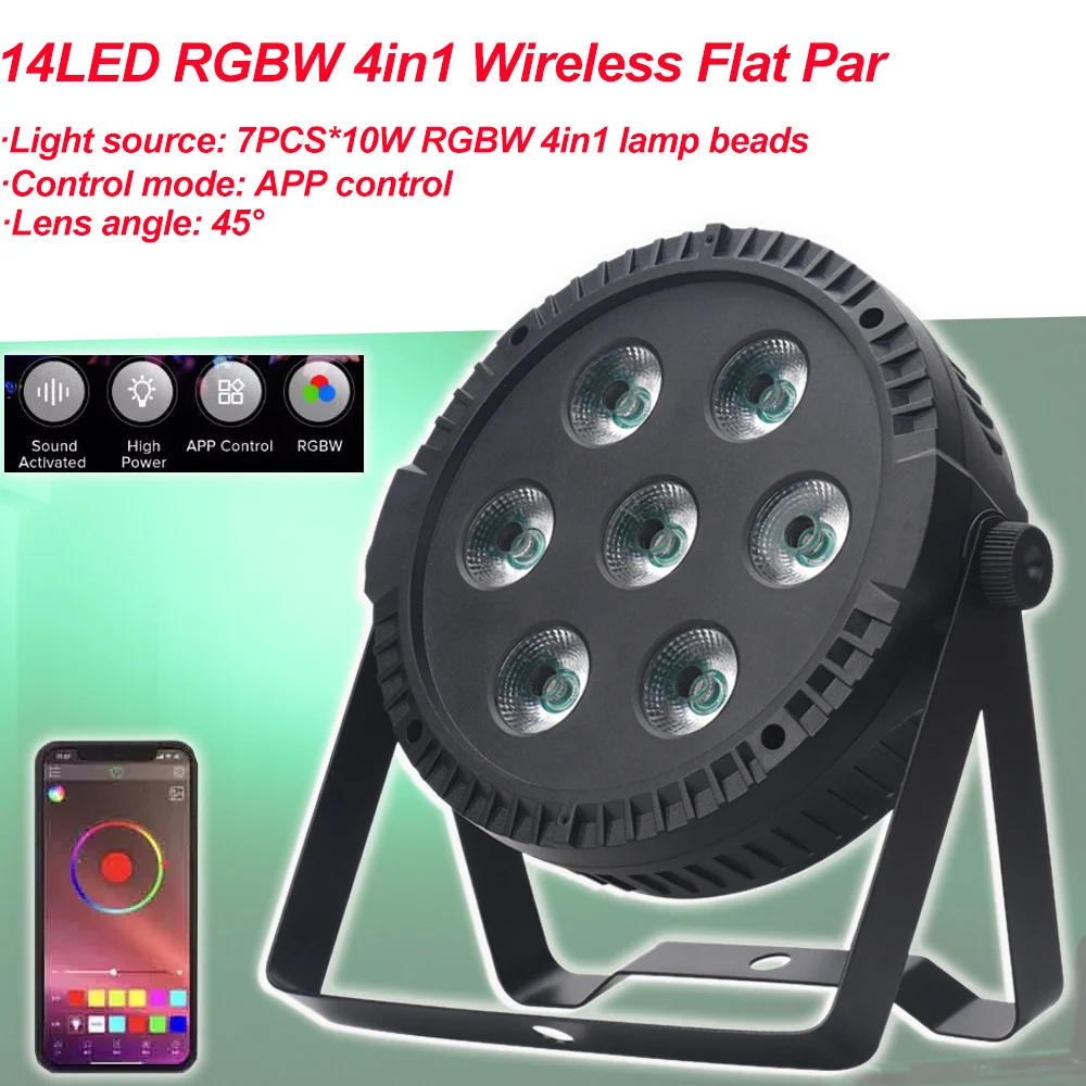 Luz Par RGBW 4 en 1 para escenario, luces de mezcla de colores para fiesta, discoteca, espectáculo, con Control por aplicación, equipo de DJ, efecto de luces LED