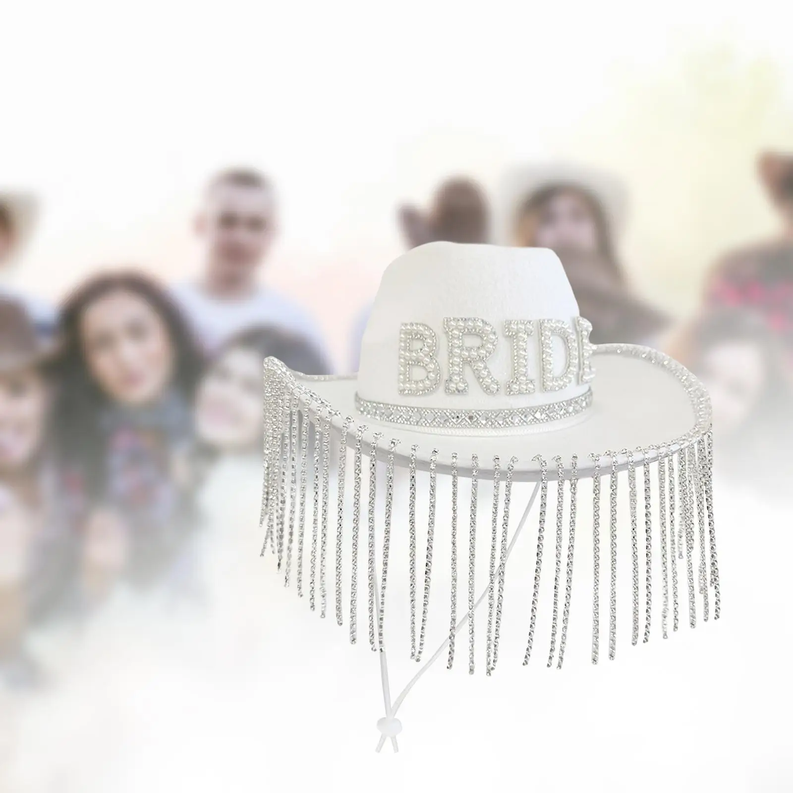 Cowgirl Hat Cap Novelty Rhinestone Fringe Sun Hat Bride Cowboy Hat for Holiday Cocktail Summer Outdoor Bridal Carnival