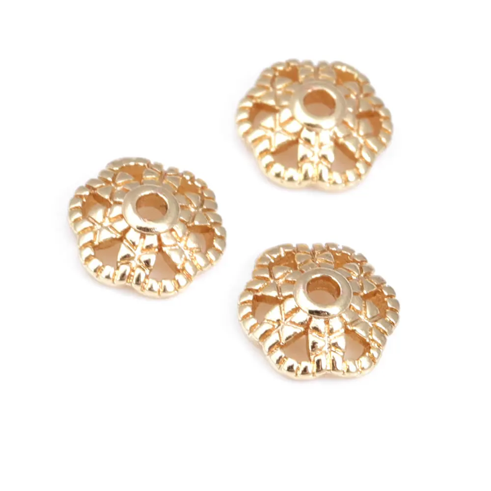 18K Gold Color Brass Flower Beads Caps Tessal Caps Jewelry Necklaces Bracelets Earrings Making Supplies Diy Findings Accessories