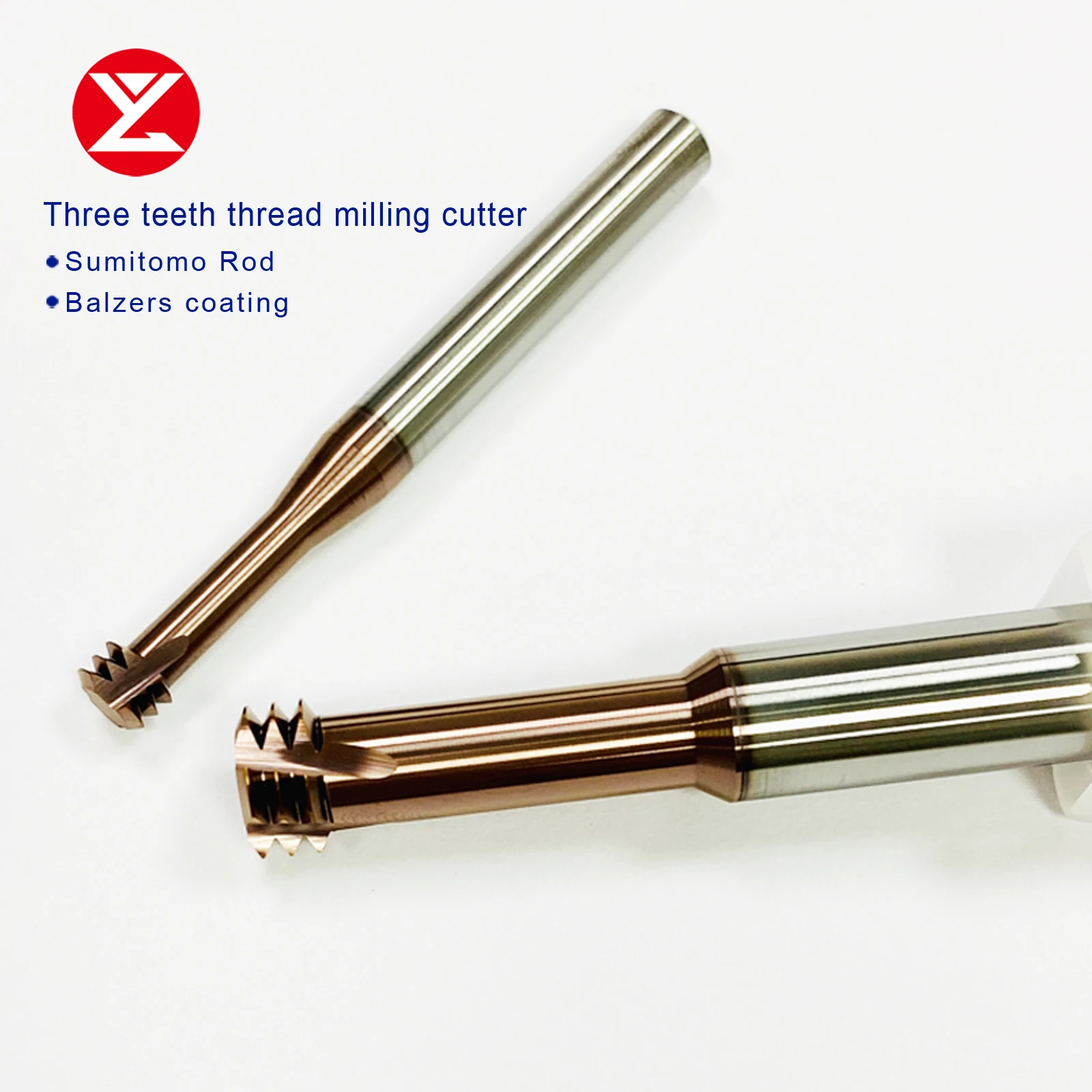 HRC68 Solid Carbide Three Teeth Thread Milling Cutter Balzers Coated M1 M1.2 M1.4 M1.6 M2 M2.5 M3 M4 M5 M6 End mill For Steeel