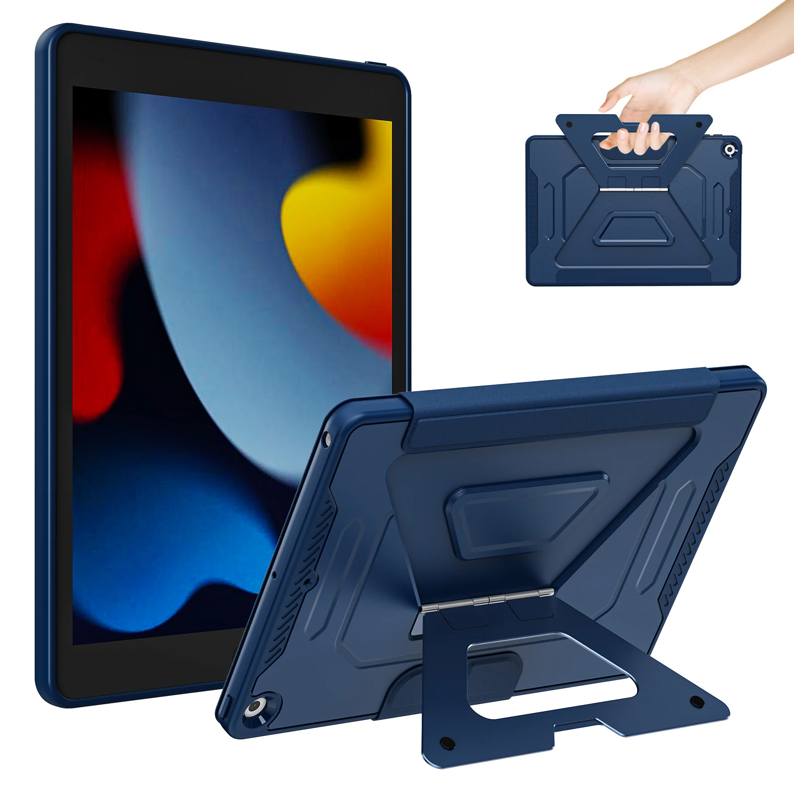 

Tablet Case For iPad 10.2 (2021) / (2020) / (2019) Aluminum Alloy Kickstand Tri Fold Stand Detachable Leather TPU PC Cover -