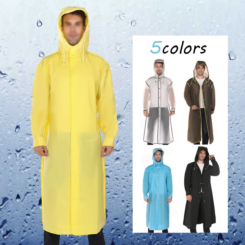 

Men Adult Long Raincoats Eva Impermeable Waterproof Rain Coat Men Women Travel Hooded Beam Port Rain Poncho for Fishing Camping