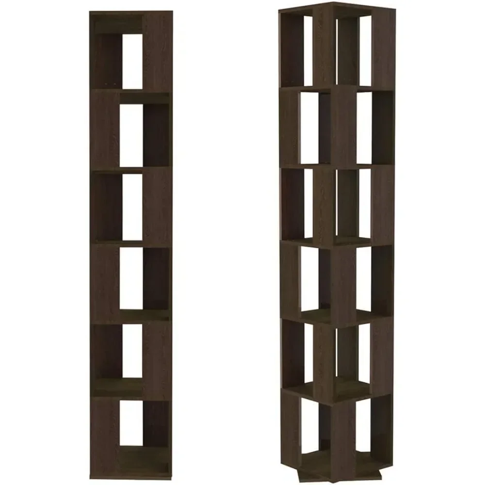 Rotating Bookshelf, 6 Tier Rotating Bookshelf, Floor Rack Simple Bookcase Student Multi-Function Creative Bookshelf