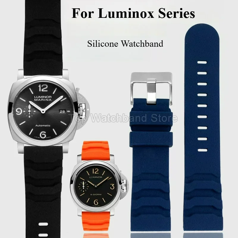 For Luminox 3749 Breitling Hamilton Watch Strap Extended Silicone Rubber Watchband 22 24mm Black Blue Green Orange Men's Style