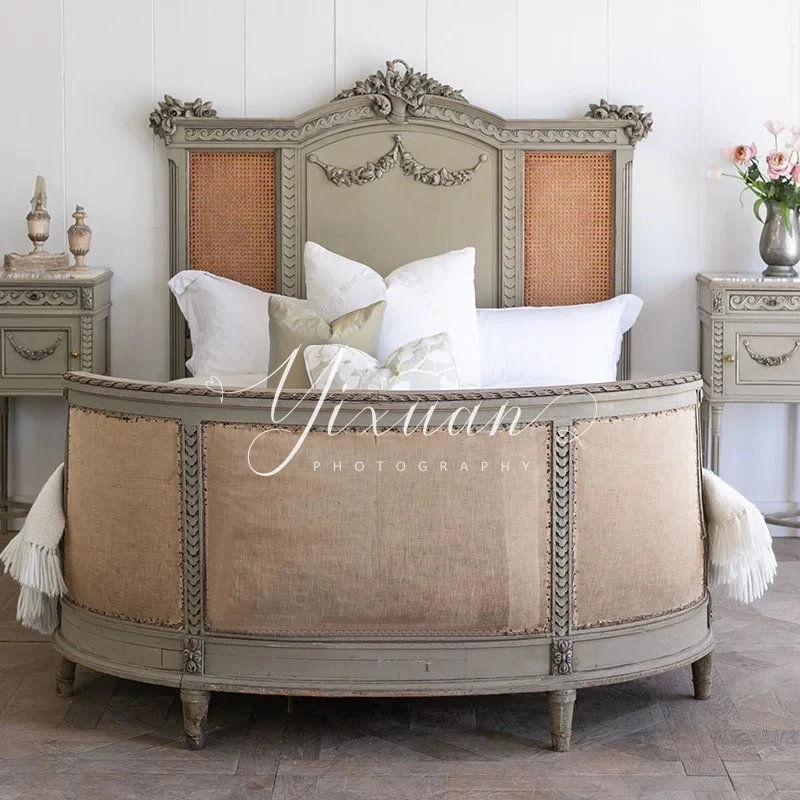 

Французская кровать из цельного дерева, элитная американская домашняя двуспальная кровать в стиле ретро, проживание в семье