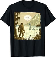 Funny Bigfoot Sasquatch Loch Ness Monster Introvert Bruh T-Shirt Women's T-shirts Fashion Pure Cotton Y2k Clothes Harajuku 82621