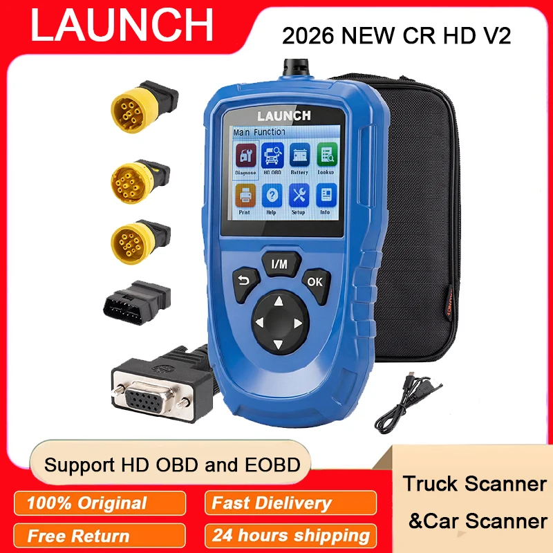 LAUNCH CR HD V2 OBD2&HD OBD Car Scanner Diagnostic Tool Engine Fault Code Reader Scanner Battery Check