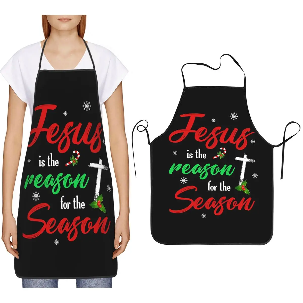 Christmas Religious Jesus Is The Reason Apron Chef Cooking Baking Tablier Bib Kitchen Cleaning Pinafore for Women Men Painting
