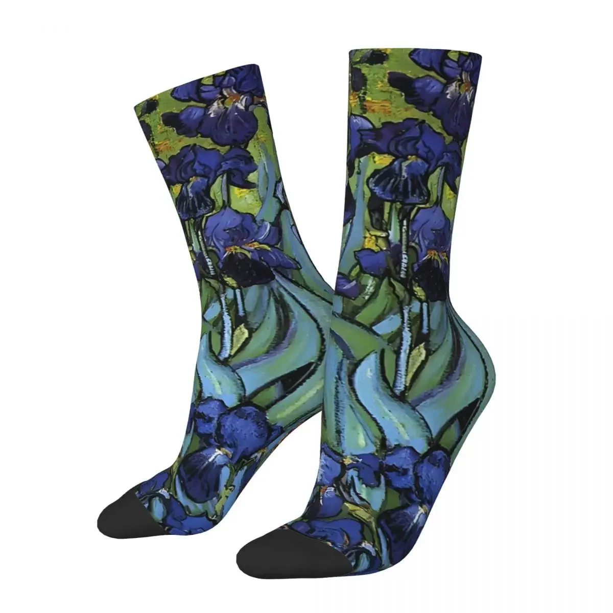 Crazy Sock for Men Van Gogh Irises  Fine Art Hip Hop Harajuku Van Gogh Happy Quality Pattern Printed Crew Sock Casual