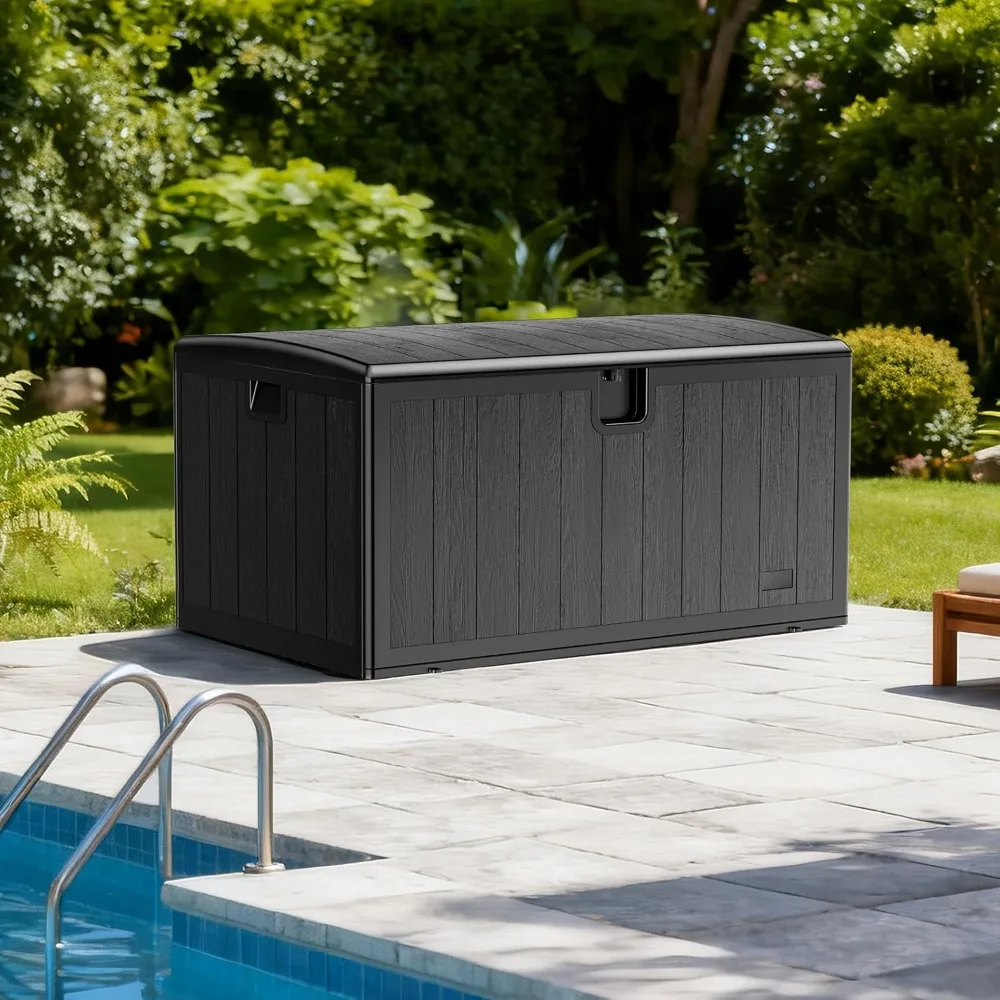 

130 Gallon Outdoor Storage Box, Large Plastic Deck Box with Lockable Lid for Patio Furniture, Garden Tools, Outdoor Cushions