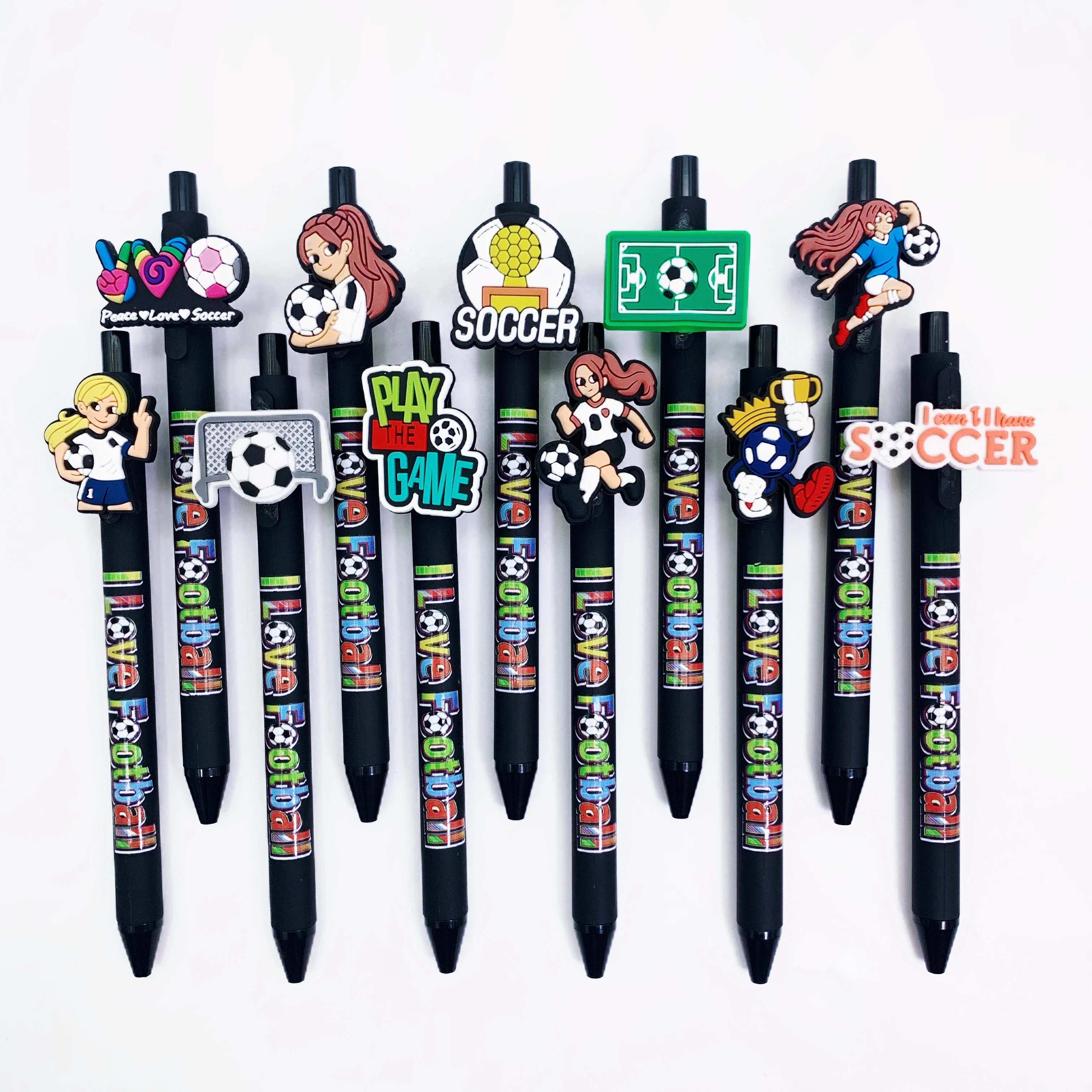 10pcs/20pcs football series ballpoint pen press type patch printed ballpoint pen sports series, writing stationery