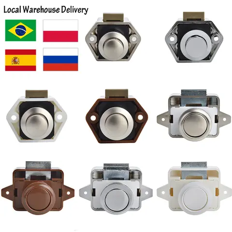 KAK 10pcs Camper Car Push Lock RV Caravan Boat Motor Home Cabinet Drawer Latch Button Locks Furniture Door Lock Hardware