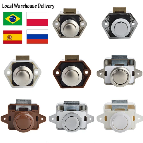 KAK 10 Uds Camper coche cerradura de empuje RV caravana barco Motor hogar gabinete cajón pestillo botón cerraduras muebles cerradura de puerta Hardware