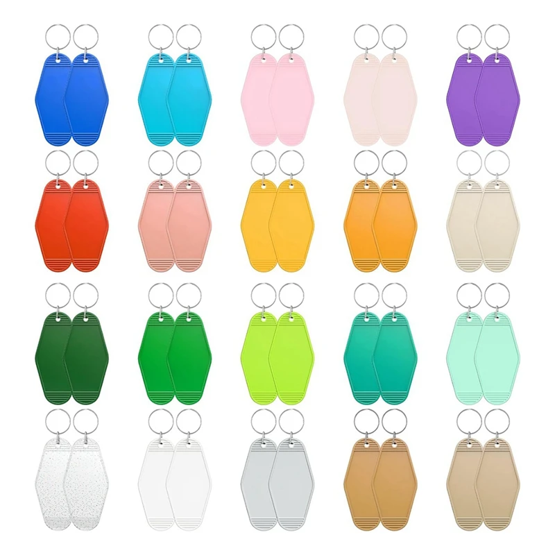 

EYFL-60 Pcs Blank Hotel Keychain,Blank Motel Keychain, Plastic Rhombus Keychain,Colorful Vintage Key Tags Labels For Keychain