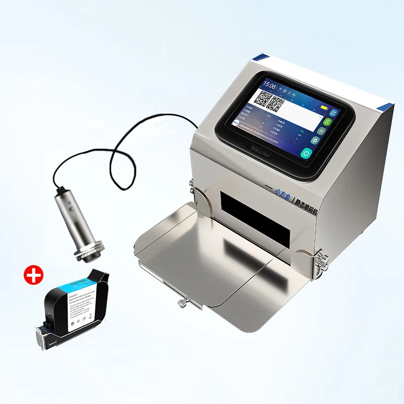 Impresora de inyección de tinta, máquina de codificación automática estática inteligente, fecha de producción, número de lote, línea de montaje pequeña de alimentos, embalaje inteligente