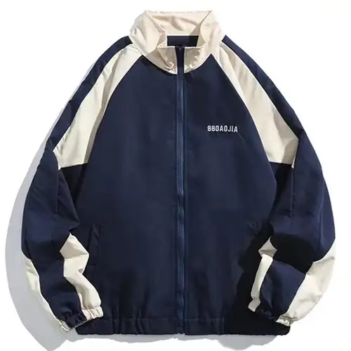 Imagen 1 del producto Chaqueta reflectante a rayas para hombre, ropa informal estilo Hip Hop, abrigo con cremallera, cortavientos, abrigos finos Harajuku, deportes, negro y azul, 2023
