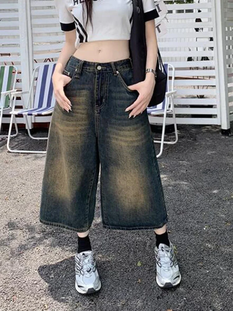 Fashion Slim Simple Basic Woman Jeans Blue High Waist Casual Loose Pants Female Chic American High Street Retro New Women Jeans