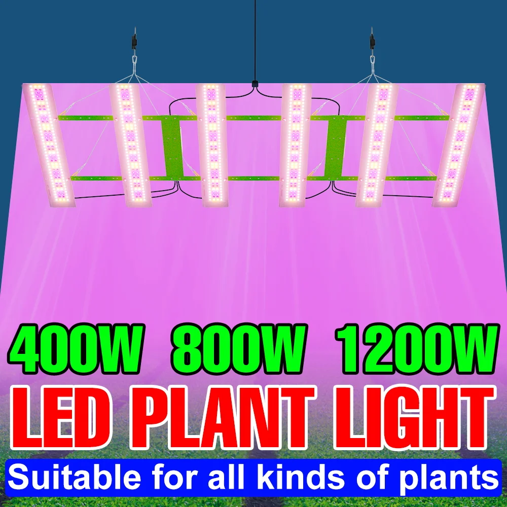 

1200W LED Grow Lights Full Spectrum Quantum Board Plant Hydroponics Lamp US/EU Plug For Indoor Greenhouse Moss Flowers Vegetable