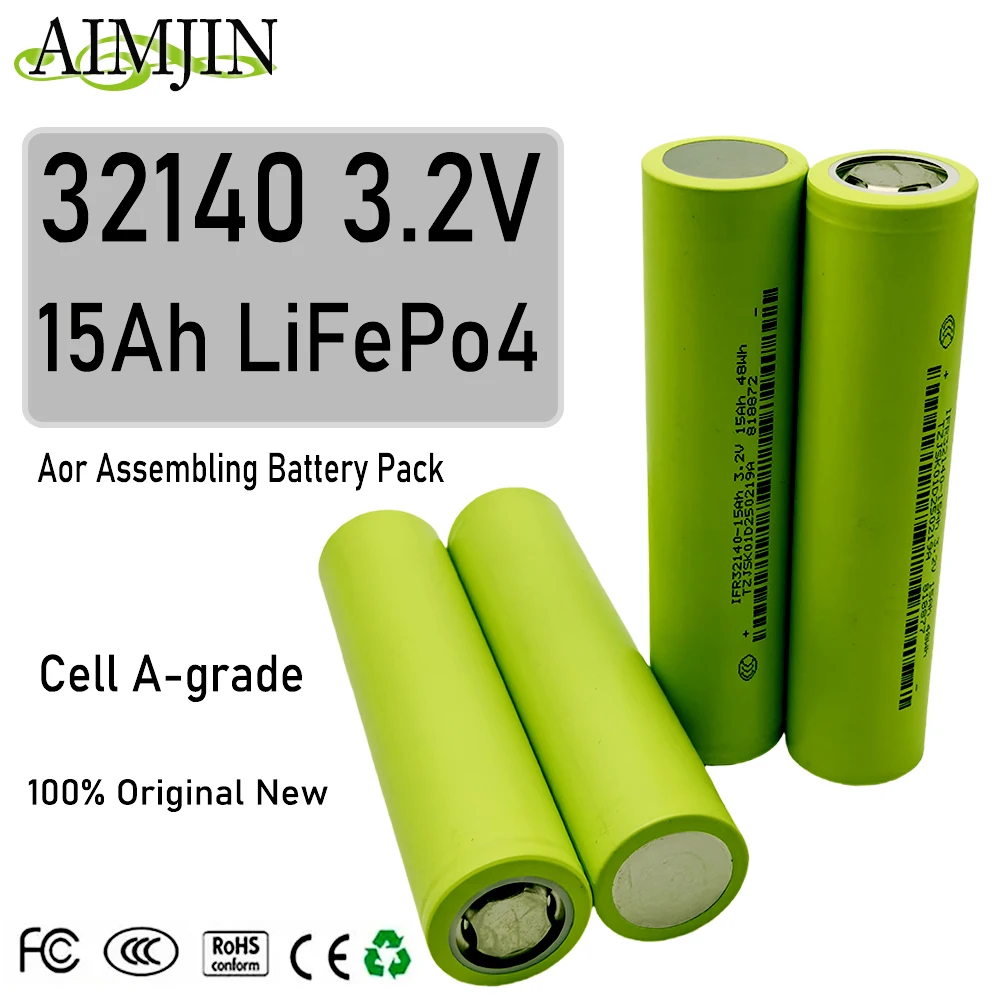 

32140 100% Original New 3.2V 15Ah LiFePo4 Battery for EV E-Tricycle Ebike Emotorcycle Battery Pack Scooter Outdoor Power Suppl