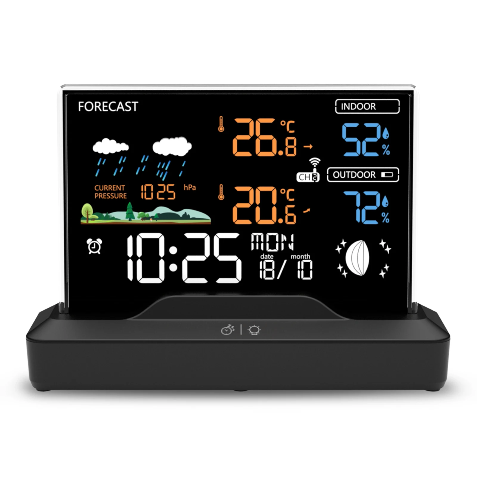 

Home RF Wireless Weather Station with Weather Forecast Thermometer Hygrometer Alert Clock 0℃~50℃ Indoor Temp-40℃~70℃ Outdoor