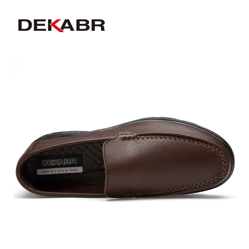 DEKABR Genuine Leather Handmade Breathable Comfortable Work Men\'s Casual Shoes Outdoor Loafers Slip on Men Shoes Size 37-47