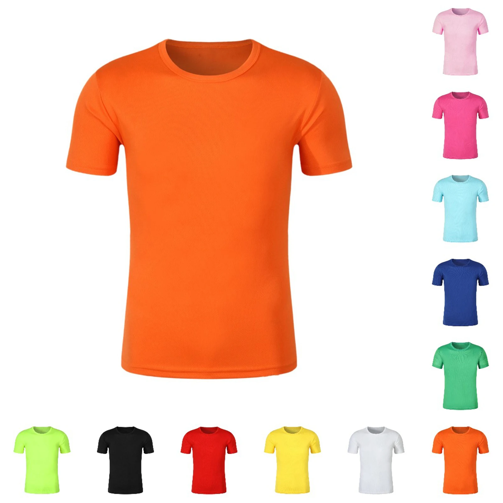 Solid T shirt for Men Women Tee Top Quick Dry Polyester Short Sleeve Gym Fitness T-shirts Men Pullover Tops футболка мужская