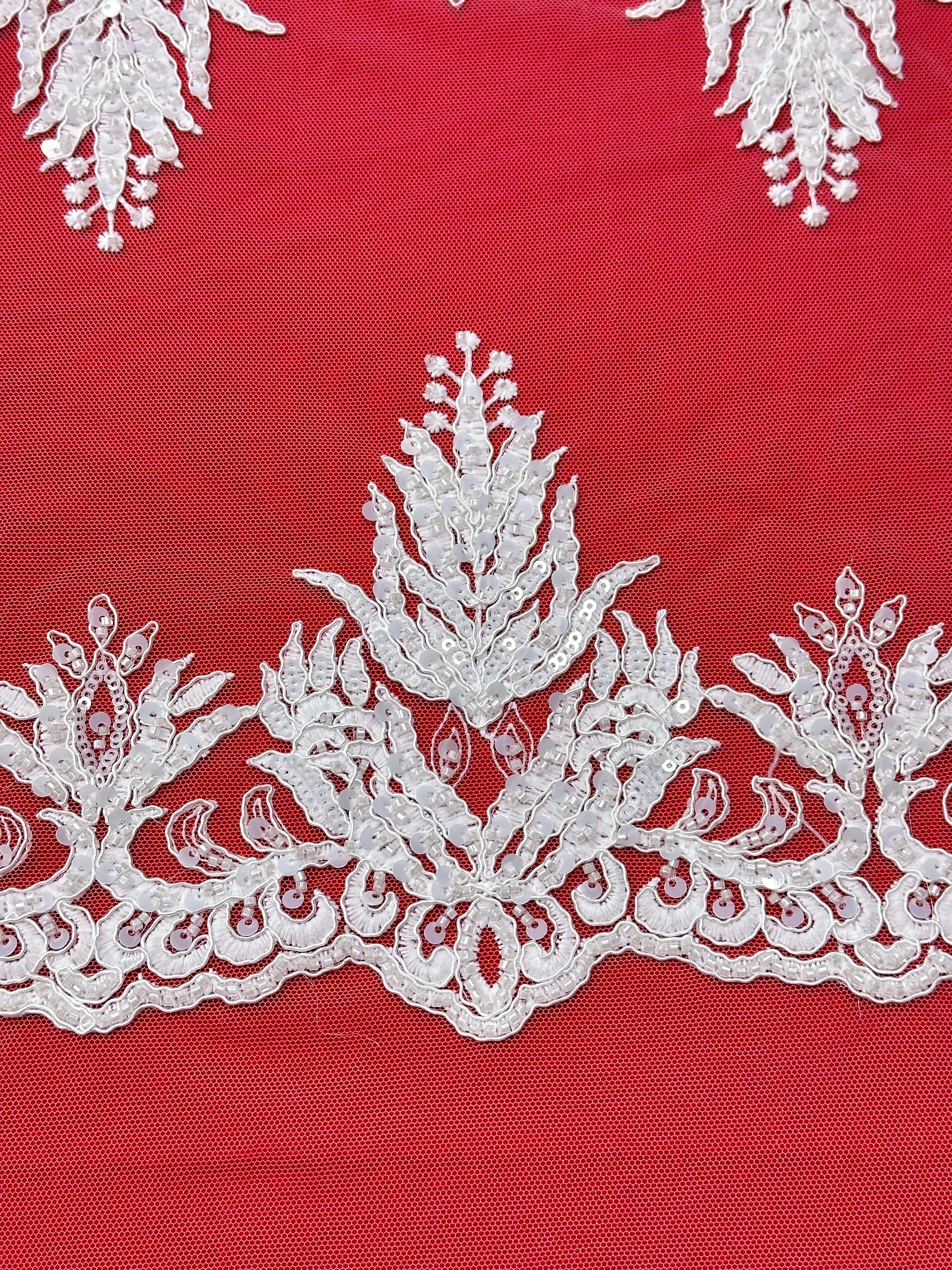 Zwaar verfraaid Nigeriaans gaas voor bruiden Luxe Europese Franse netkantstof met pailletten voor bruidsfeestjurken